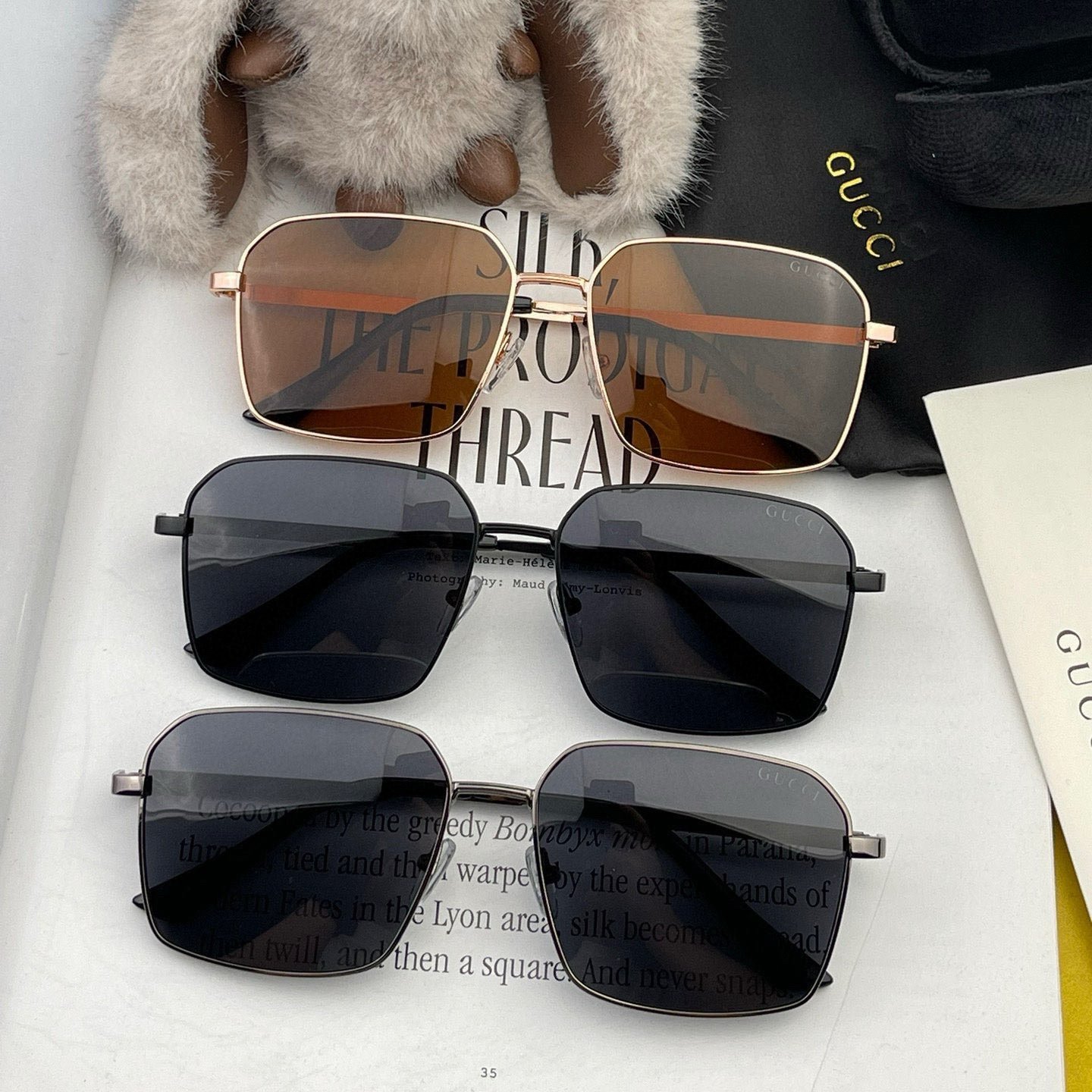 GUCCI Brown Lens Rose Gold Sunglasses - Image 7