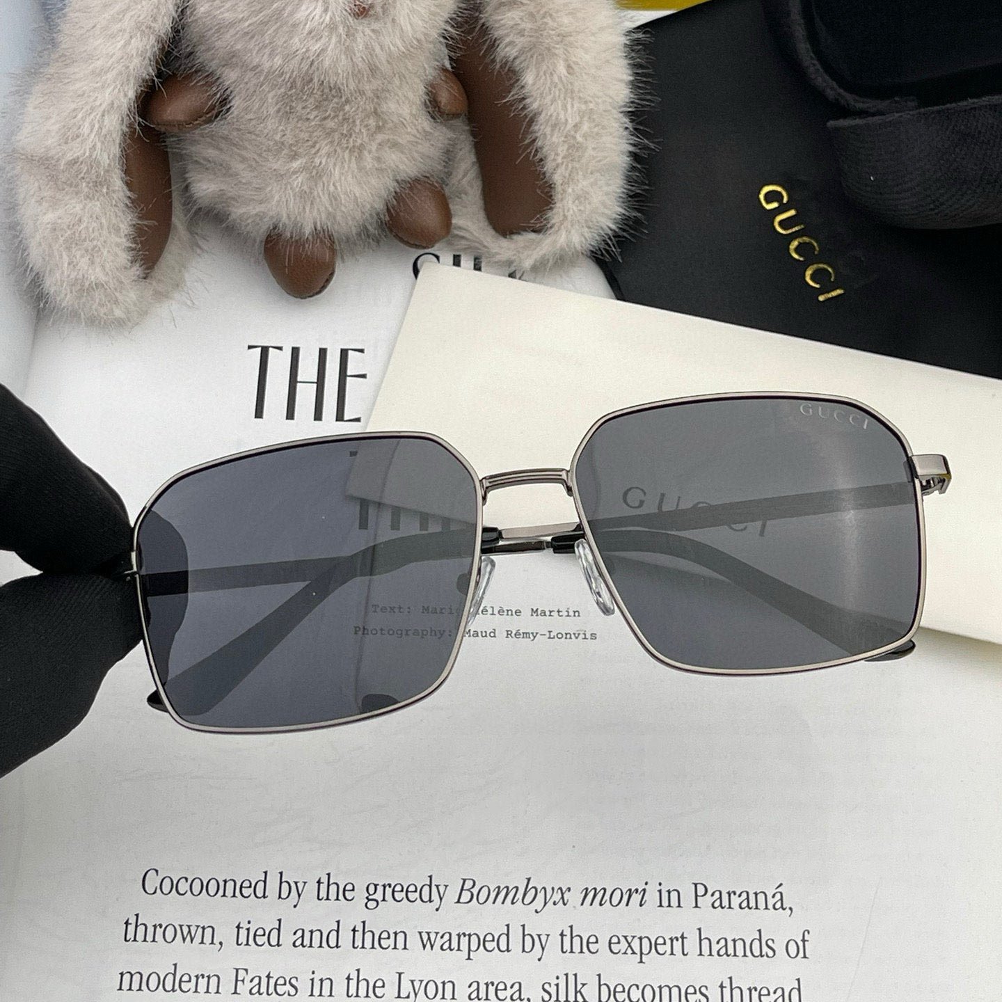 GUCCI Brown Lens Rose Gold Sunglasses - Image 6