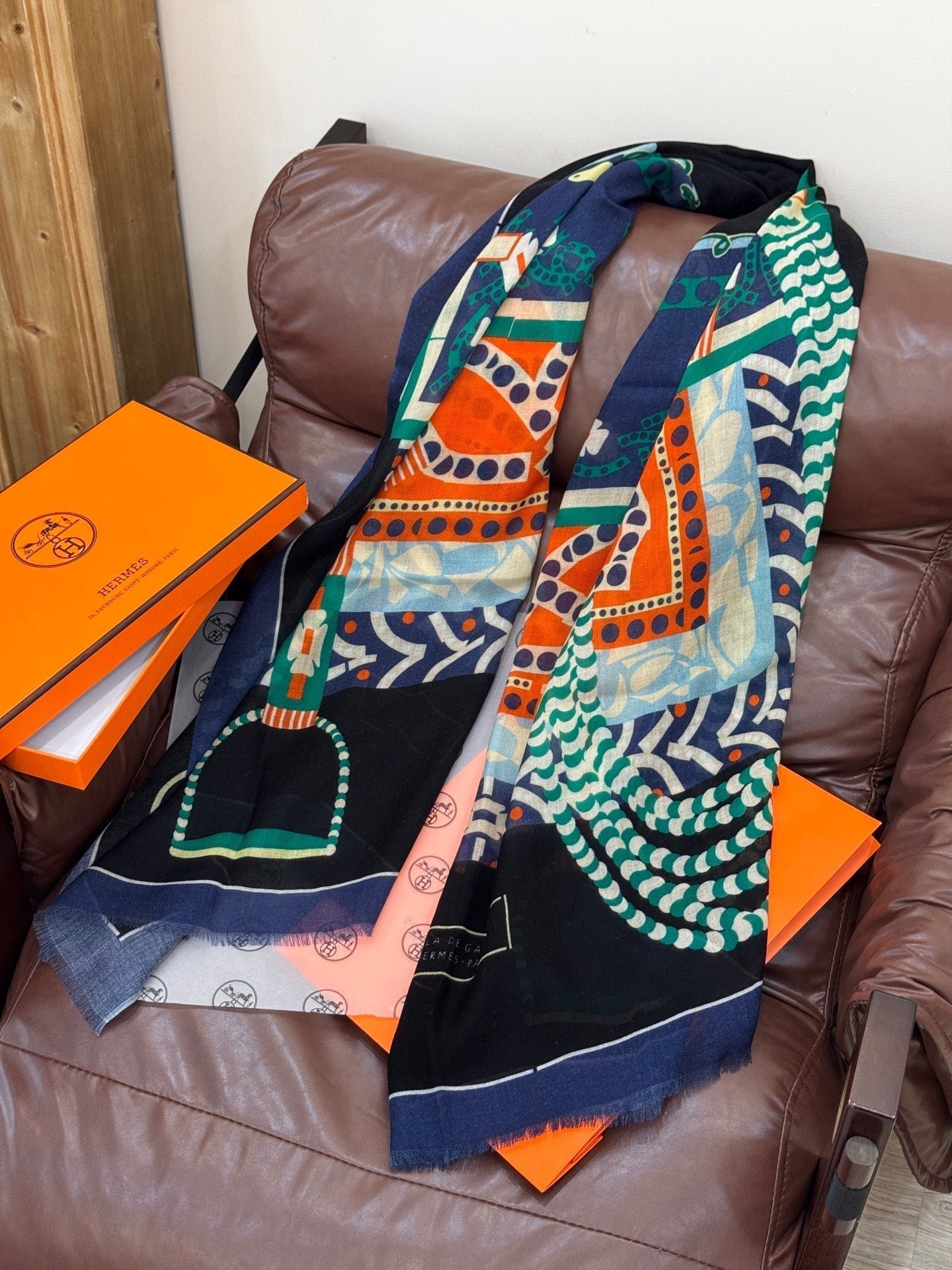 Hermès Silk Map Shawl - Image 5