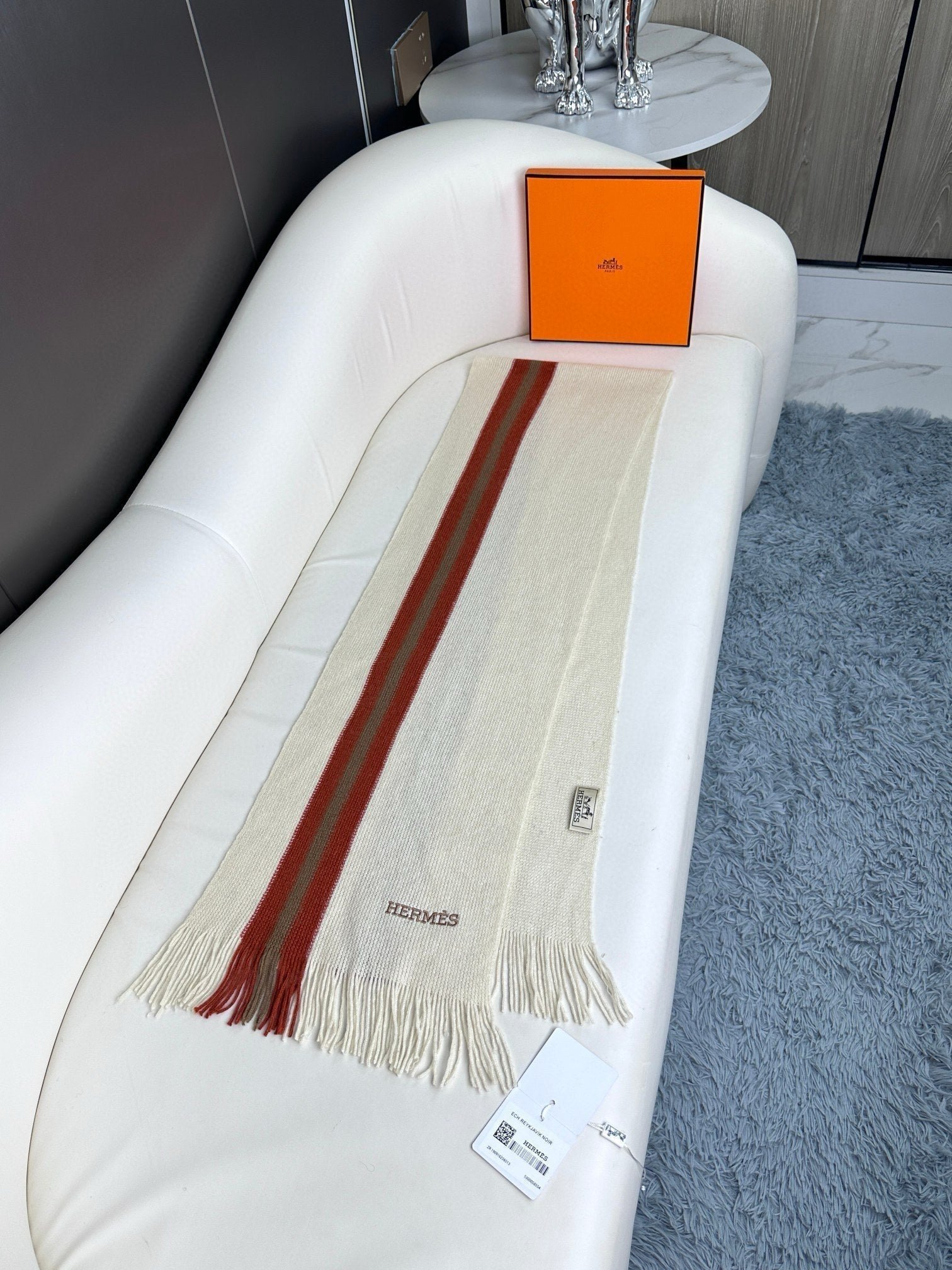 Hermès Cashmere Fringe Shawl - Image 4