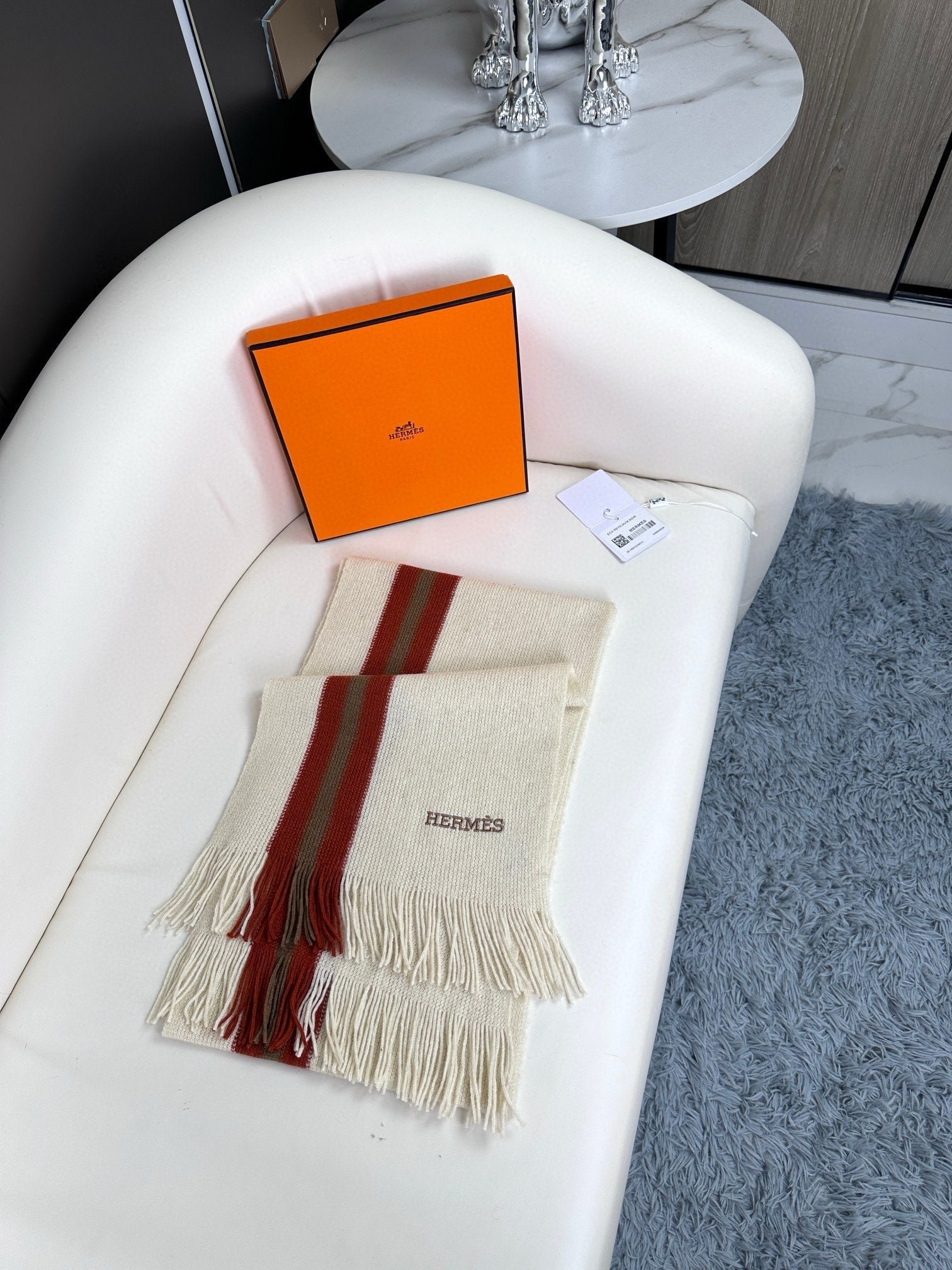 Hermès Cashmere Fringe Shawl - Image 5