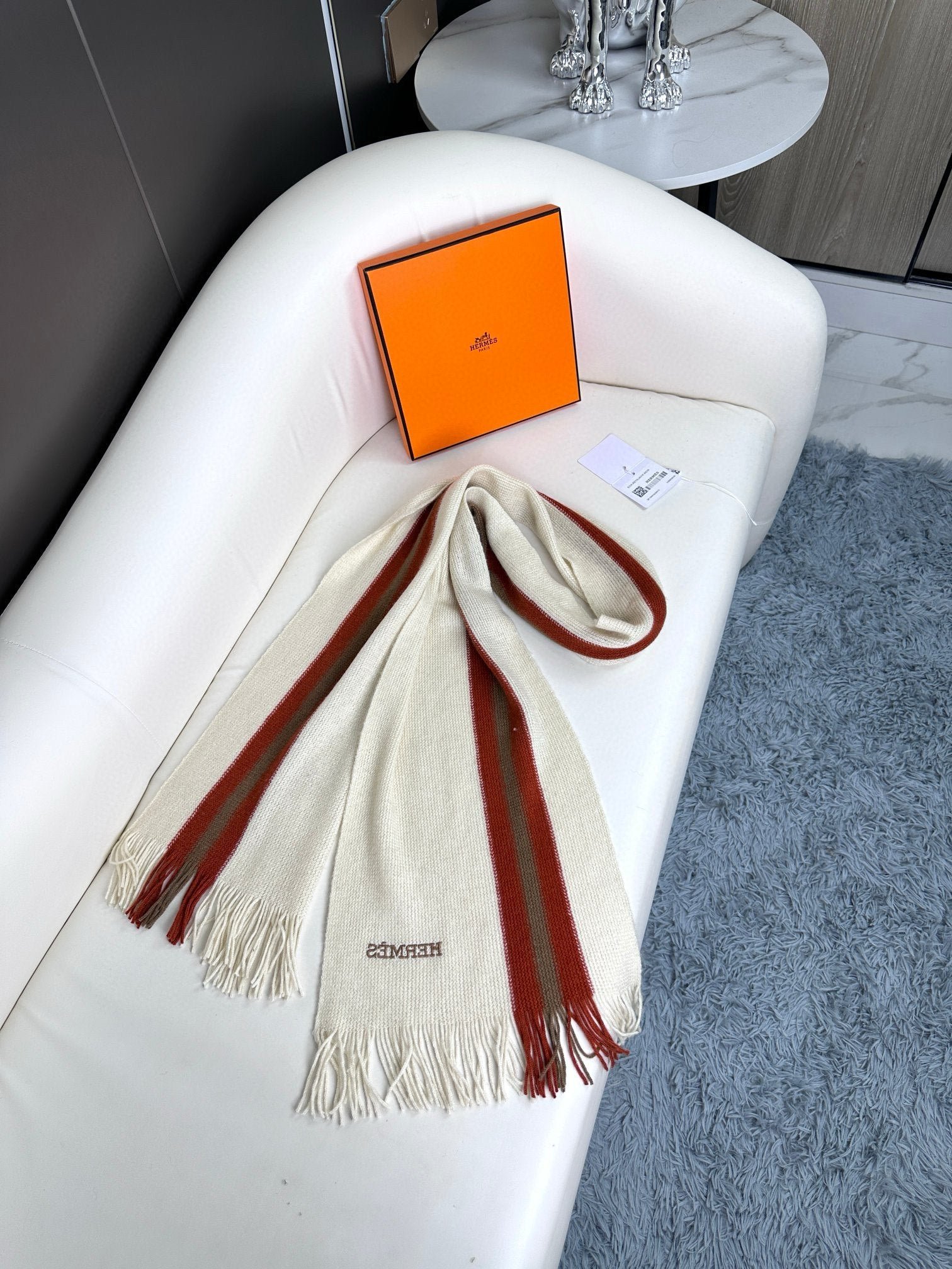 Hermès Cashmere Fringe Shawl - Image 6