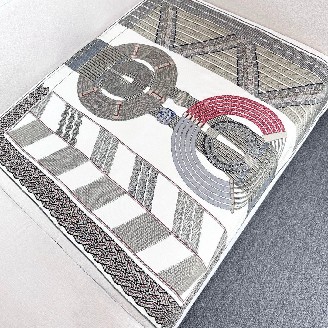 Hermès Silk Geometric Scarf - Image 5