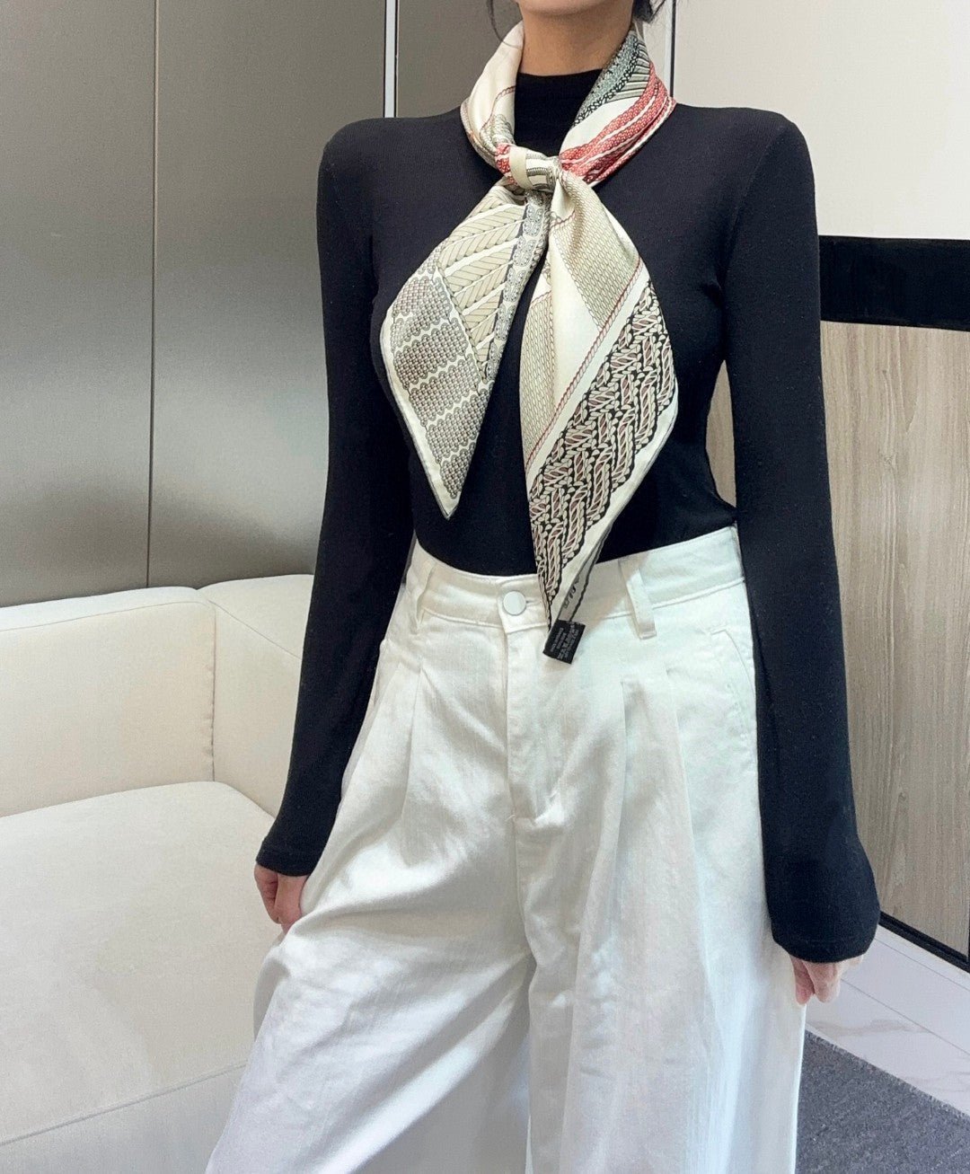 Hermès Silk Geometric Scarf - Image 3