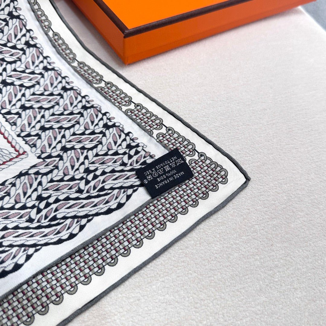 Hermès Silk Geometric Scarf - Image 8