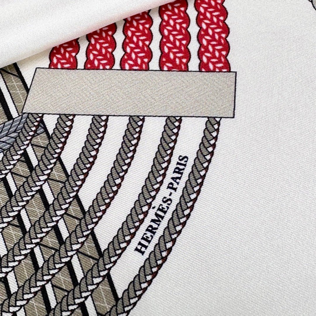 Hermès Silk Geometric Scarf - Image 6