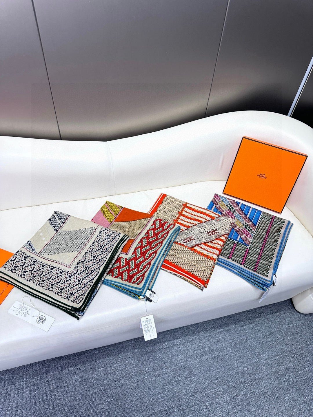 Hermès Weave Pattern Silk Printed Scarf - Image 9