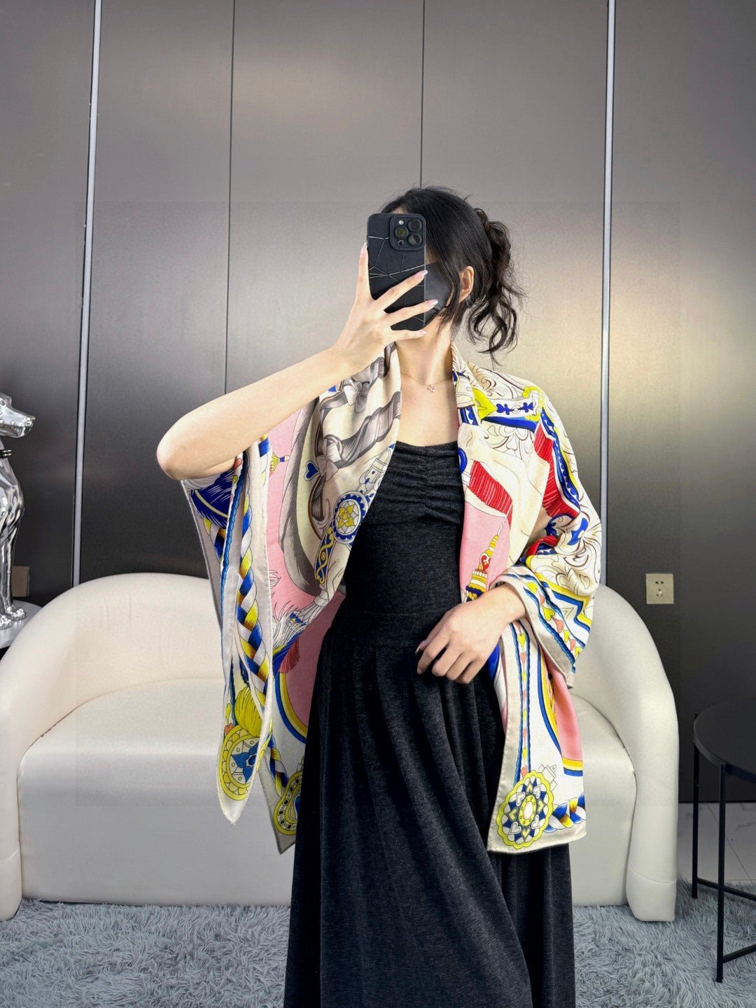 Alternative view of HERMES HERMES 25S SCARF 135 IN CASERE SILK 730648