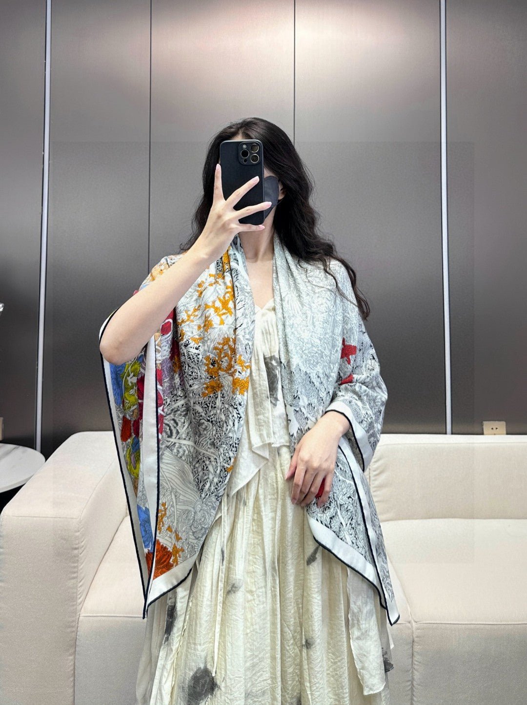 Alternative view of HERMES HERMES 25S SCARF 135 IN CASERE SILK 733938