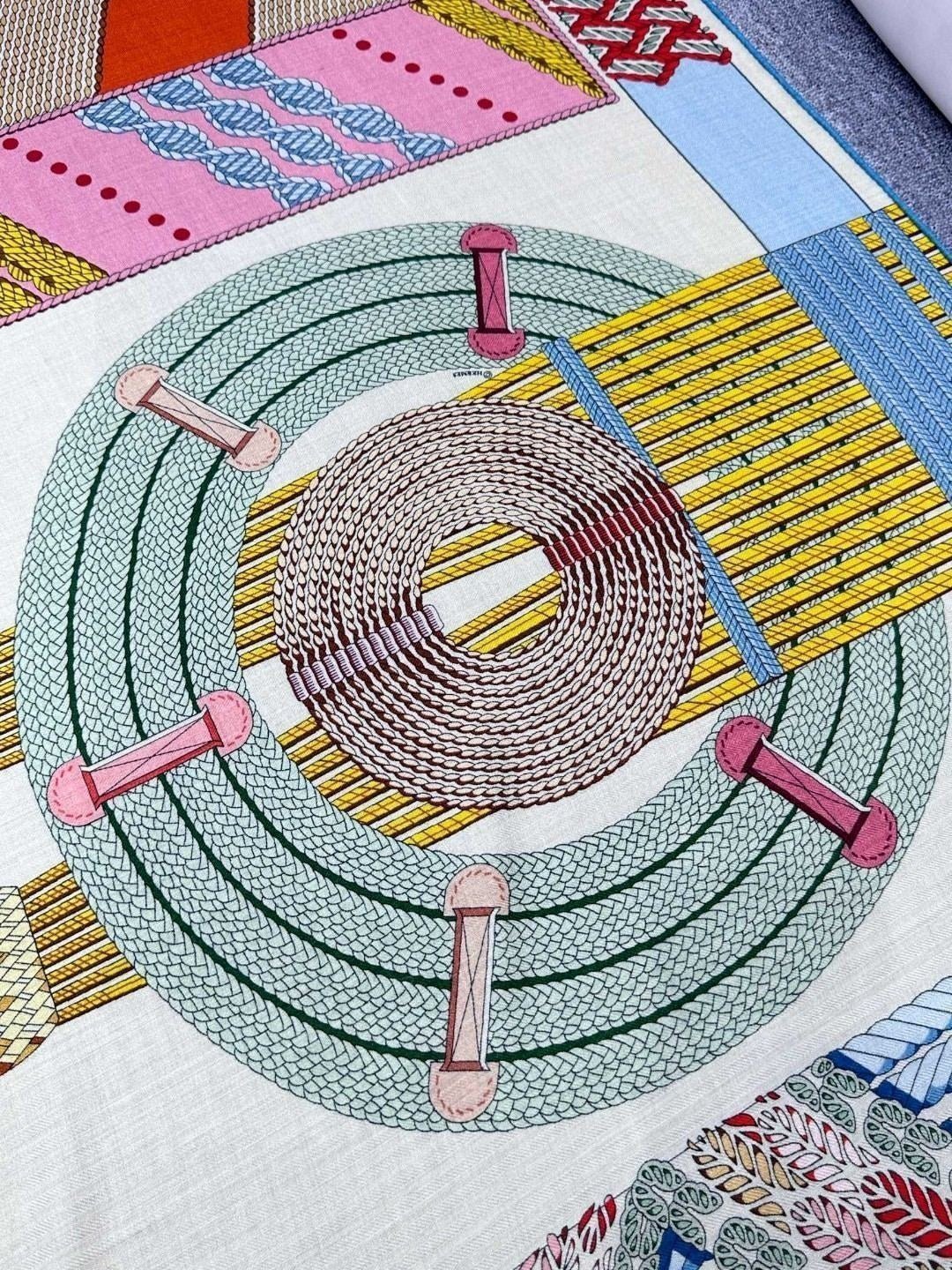 Hermès Weave Pattern Silk Printed Scarf - Image 5