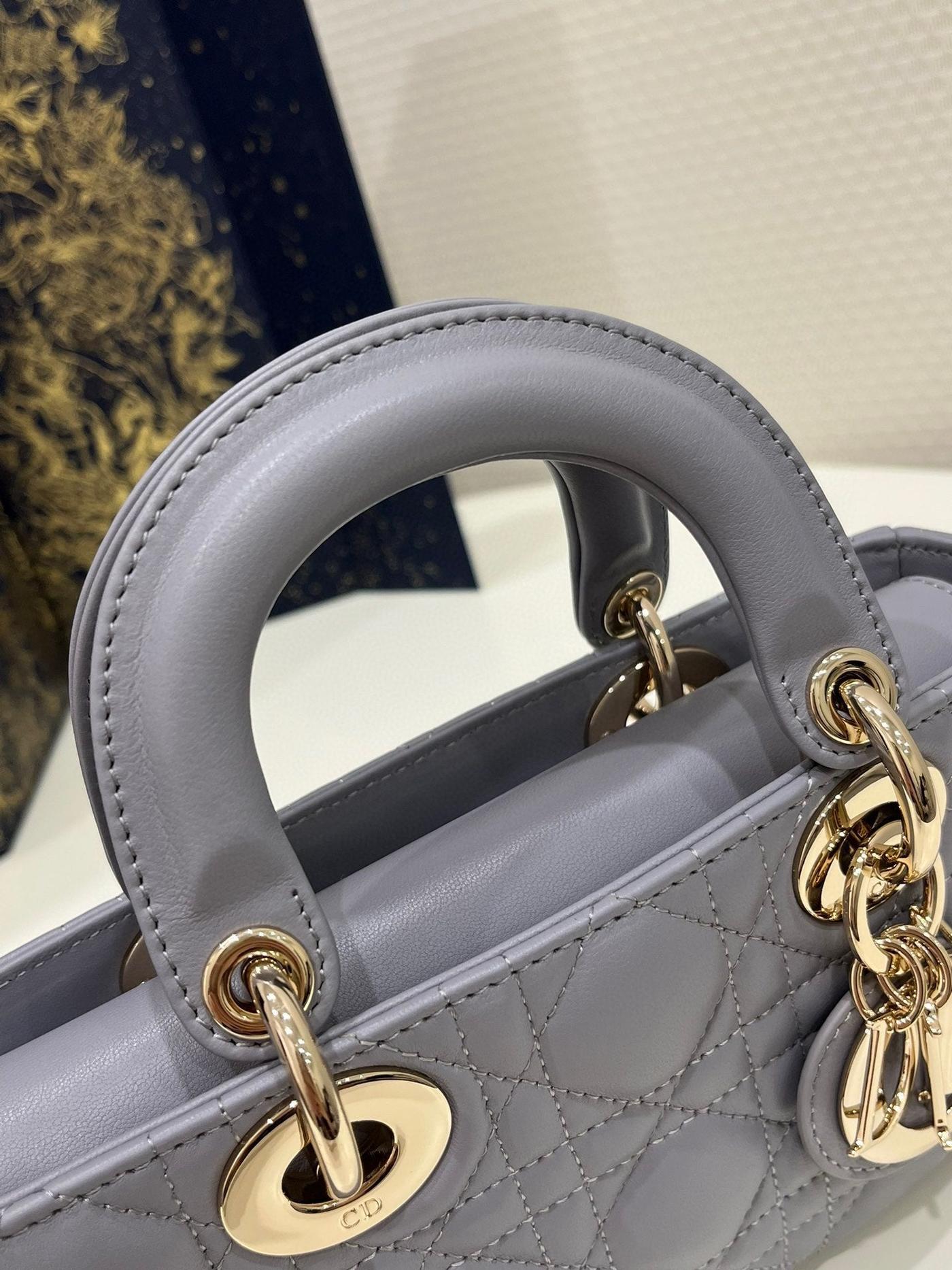 Dior Small D-Joy Bag 22 Grey Lambskin - Image 3