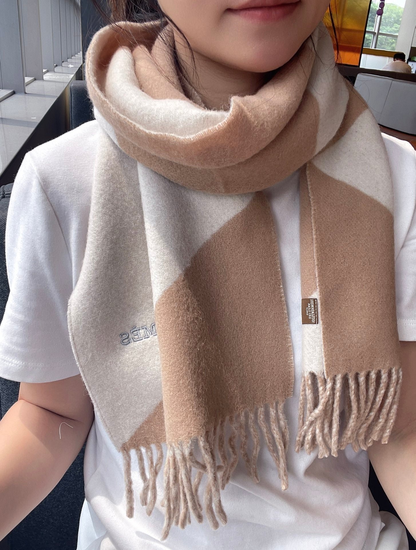 Hermès Cashmere Colorblock Scarf - Image 3