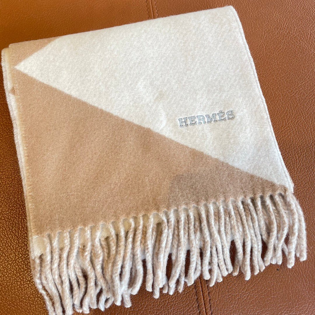 Hermès Cashmere Colorblock Scarf - Image 6