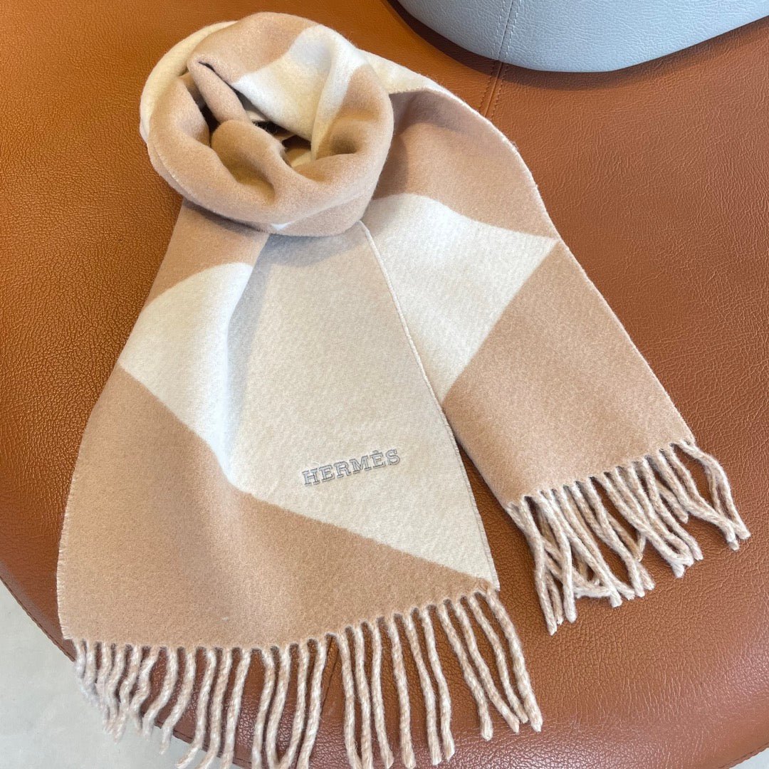 Hermès Cashmere Colorblock Scarf - Image 8