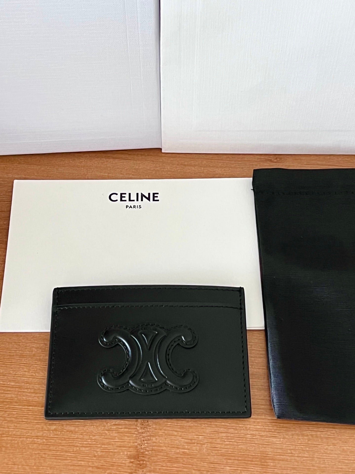 CELINE Black Embossed Triomphe Card - Image 3
