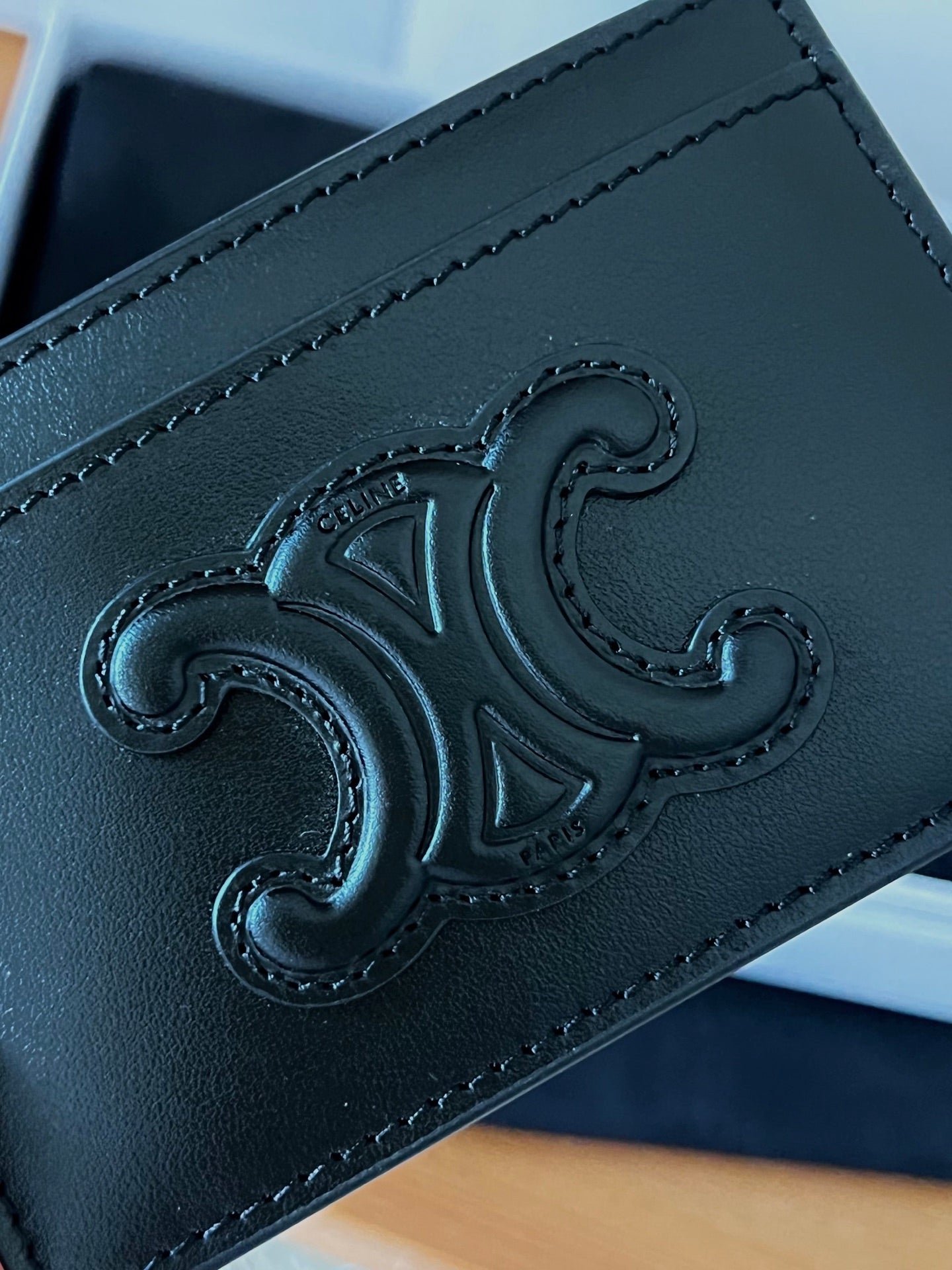 CELINE Black Embossed Triomphe Card - Image 4