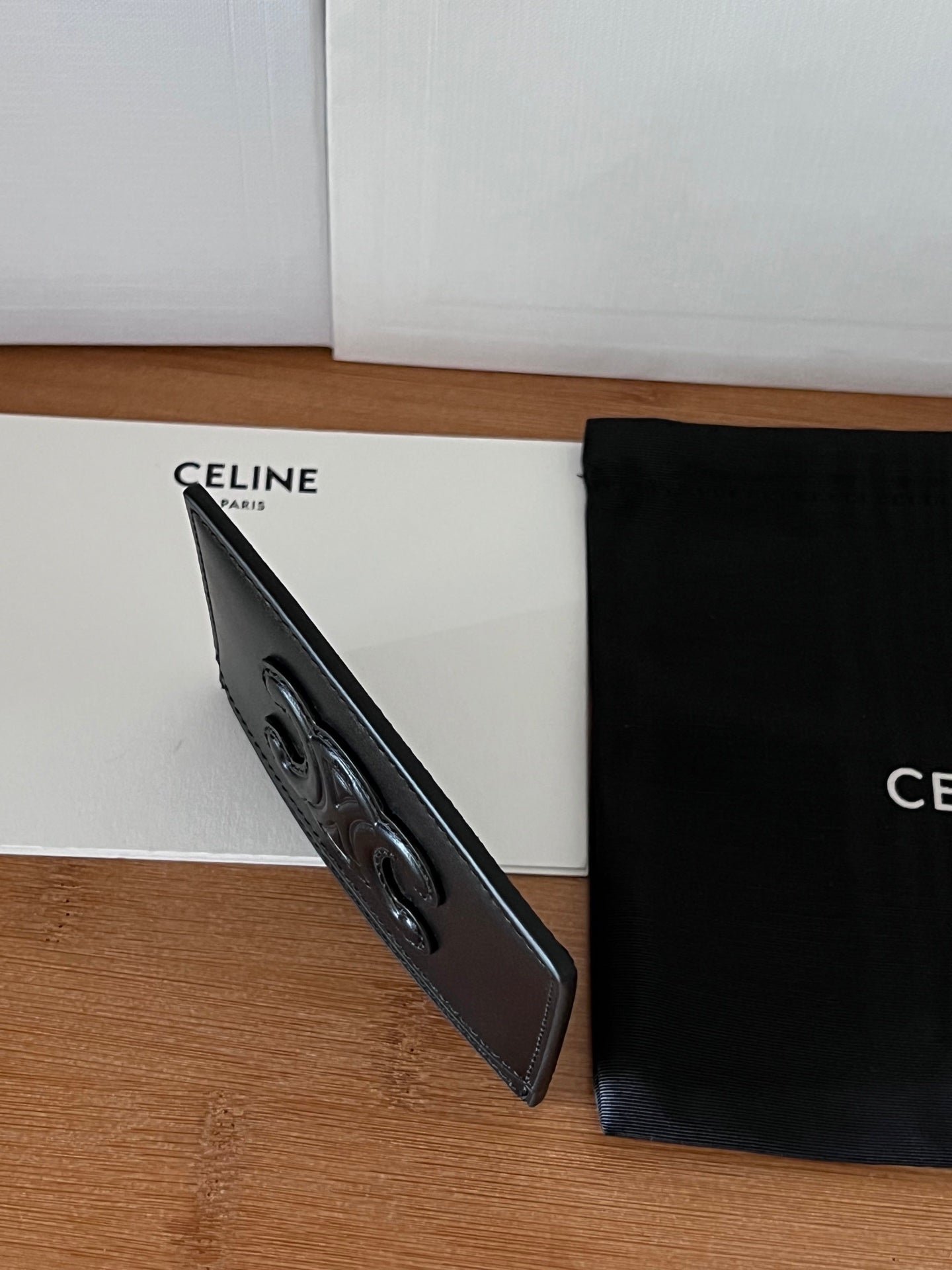 CELINE Black Embossed Triomphe Card - Image 6
