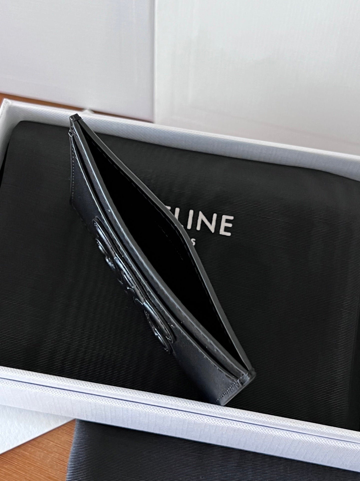 CELINE Black Embossed Triomphe Card - Image 5