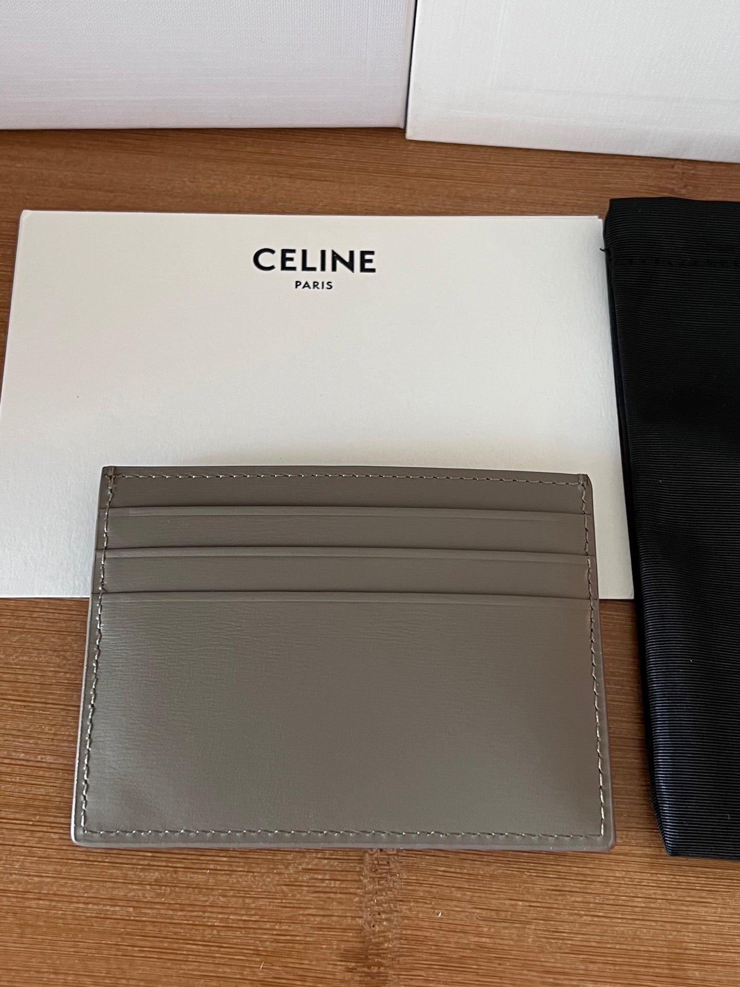 Alternative view of CELINE 25S CARD HOLDER WITH TRIOMPHE LOGO 11 IN GRAY CALFSKIN