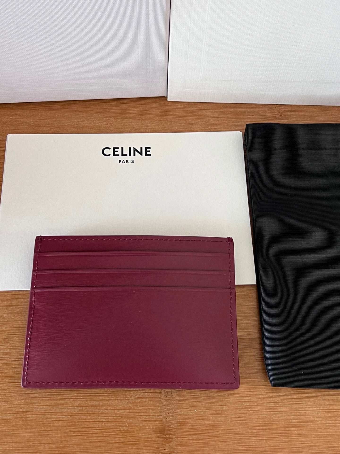 Alternative view of CELINE 25S CARD HOLDER WITH TRIOMPHE LOGO 11 IN OXBLOOD CALFSKIN