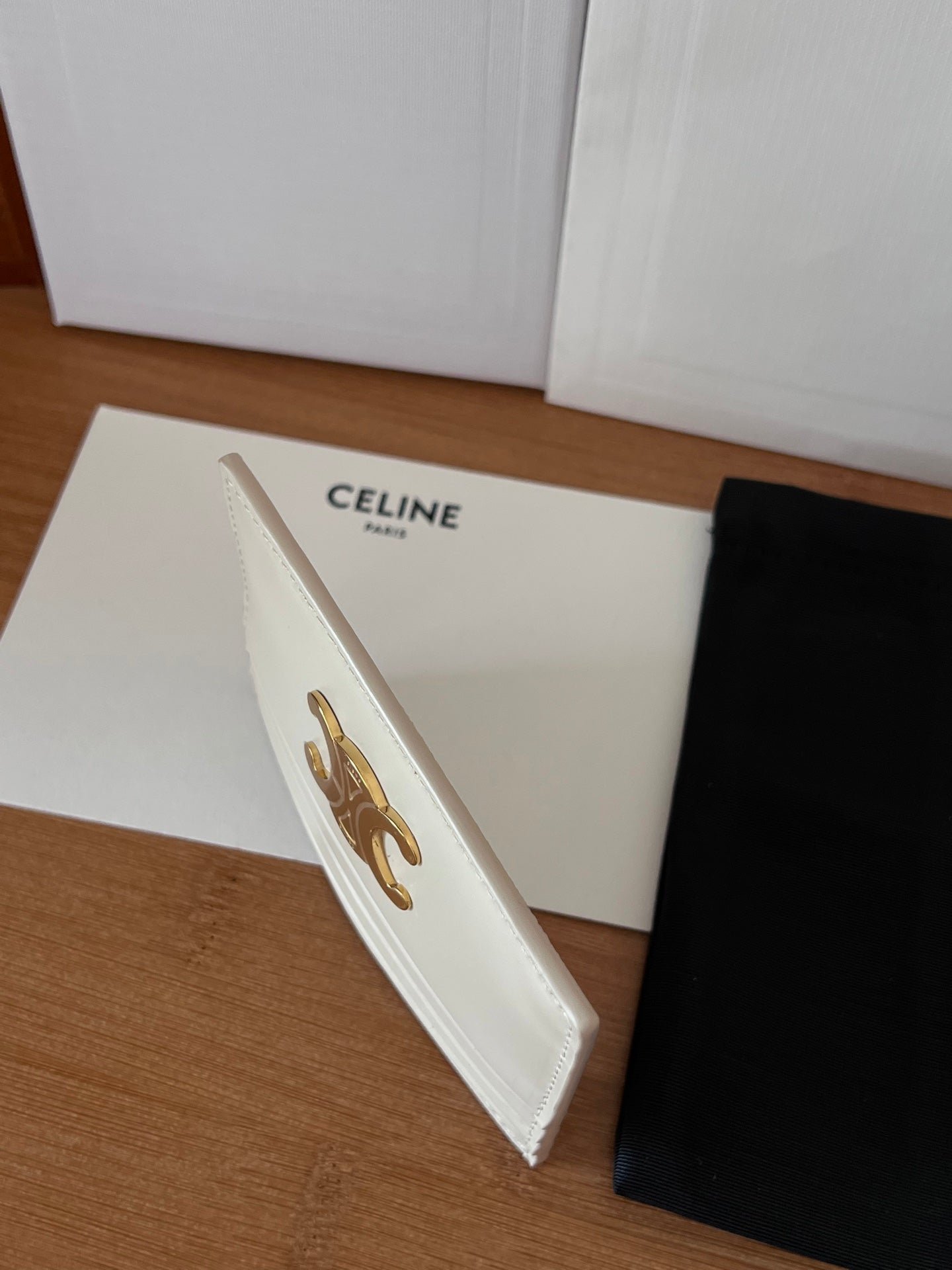 CELINE White Triomphe Card Holder - Image 5