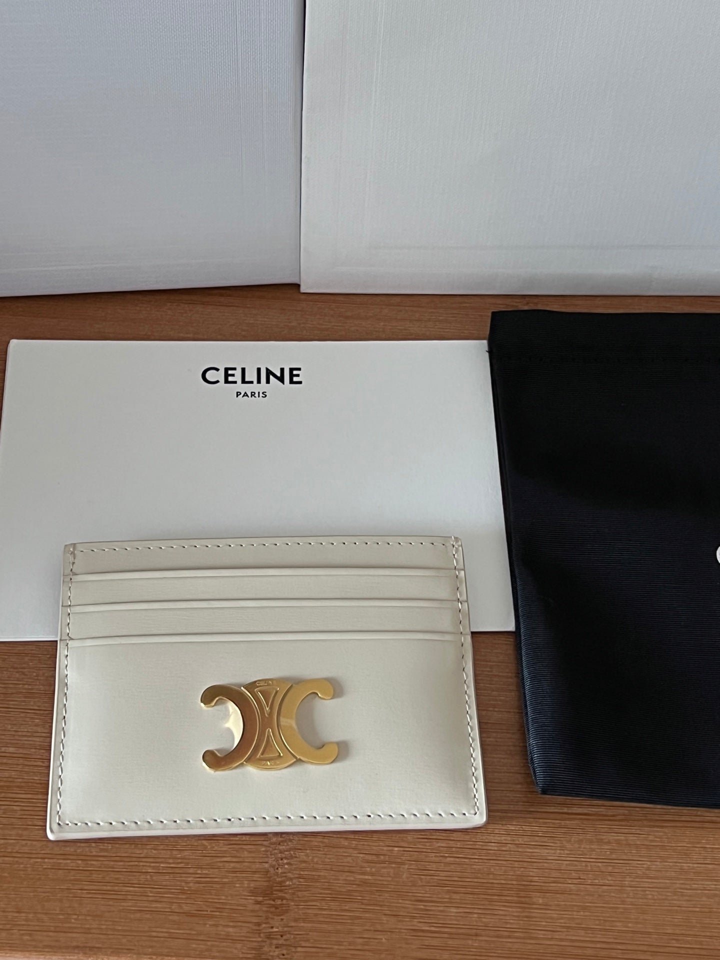 CELINE White Triomphe Card Holder - Image 3