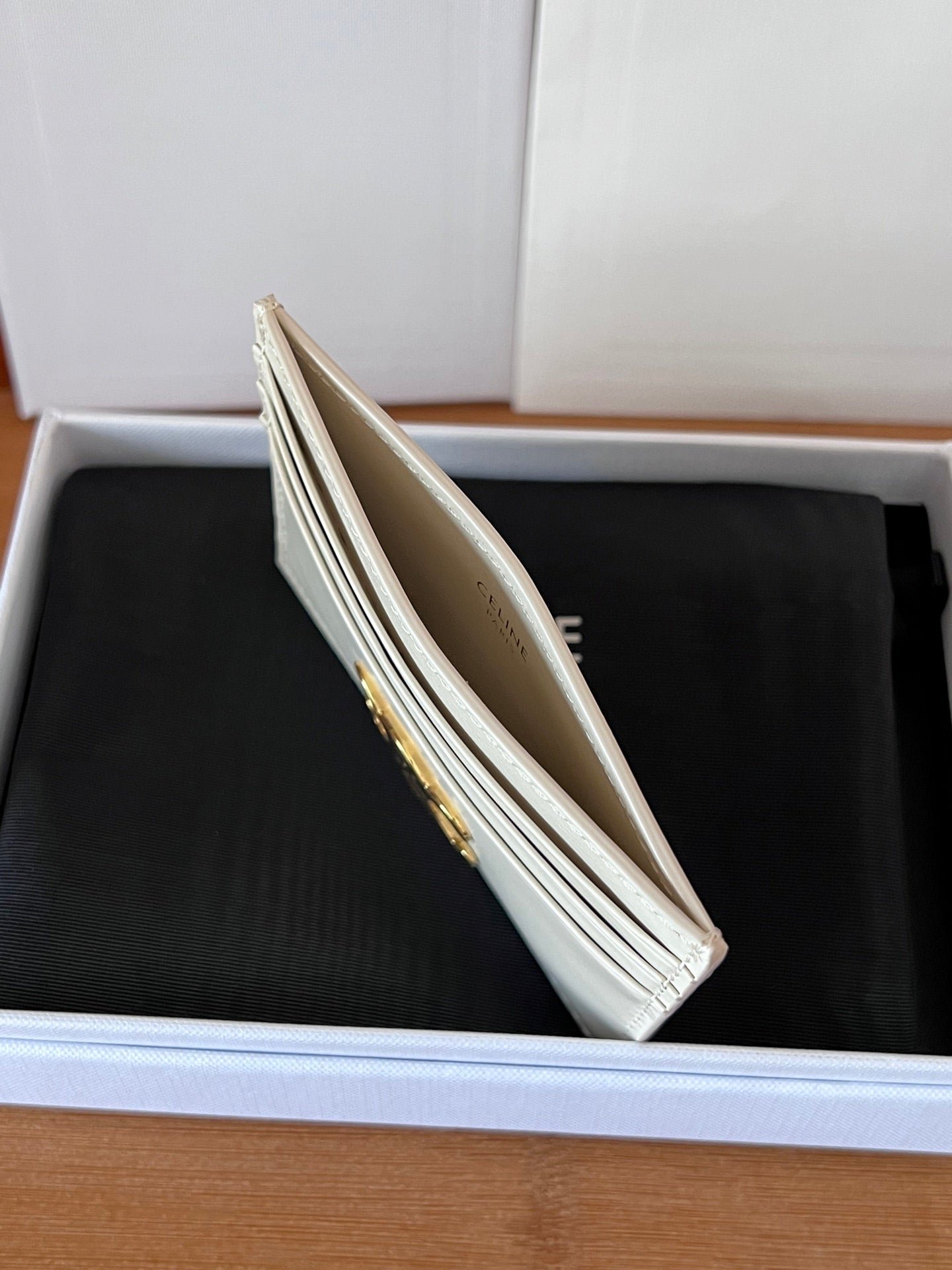 CELINE White Triomphe Card Holder - Image 4