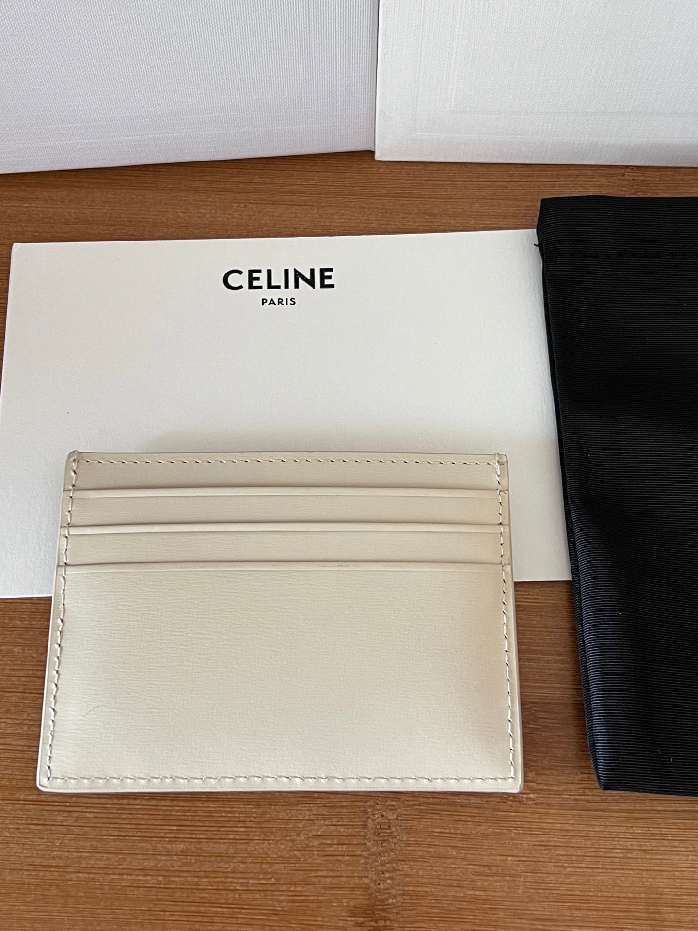 Alternative view of CELINE 25S CARD HOLDER WITH TRIOMPHE LOGO 11 IN IVORY CALFSKIN