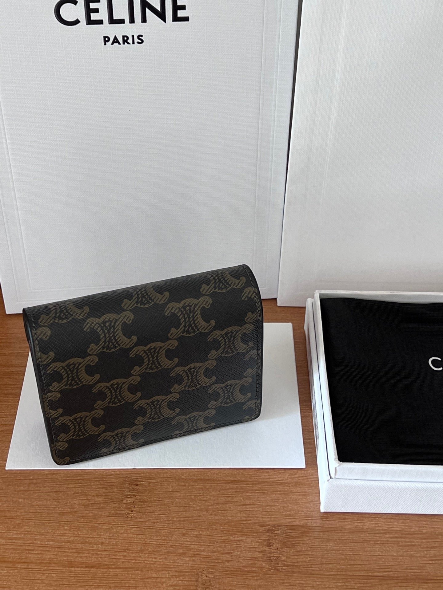 Alternative view of CELINE 25S BUSINESS CARD HOLDER 10 IN TRIOPMHE CANVAS AND CALFSKIN