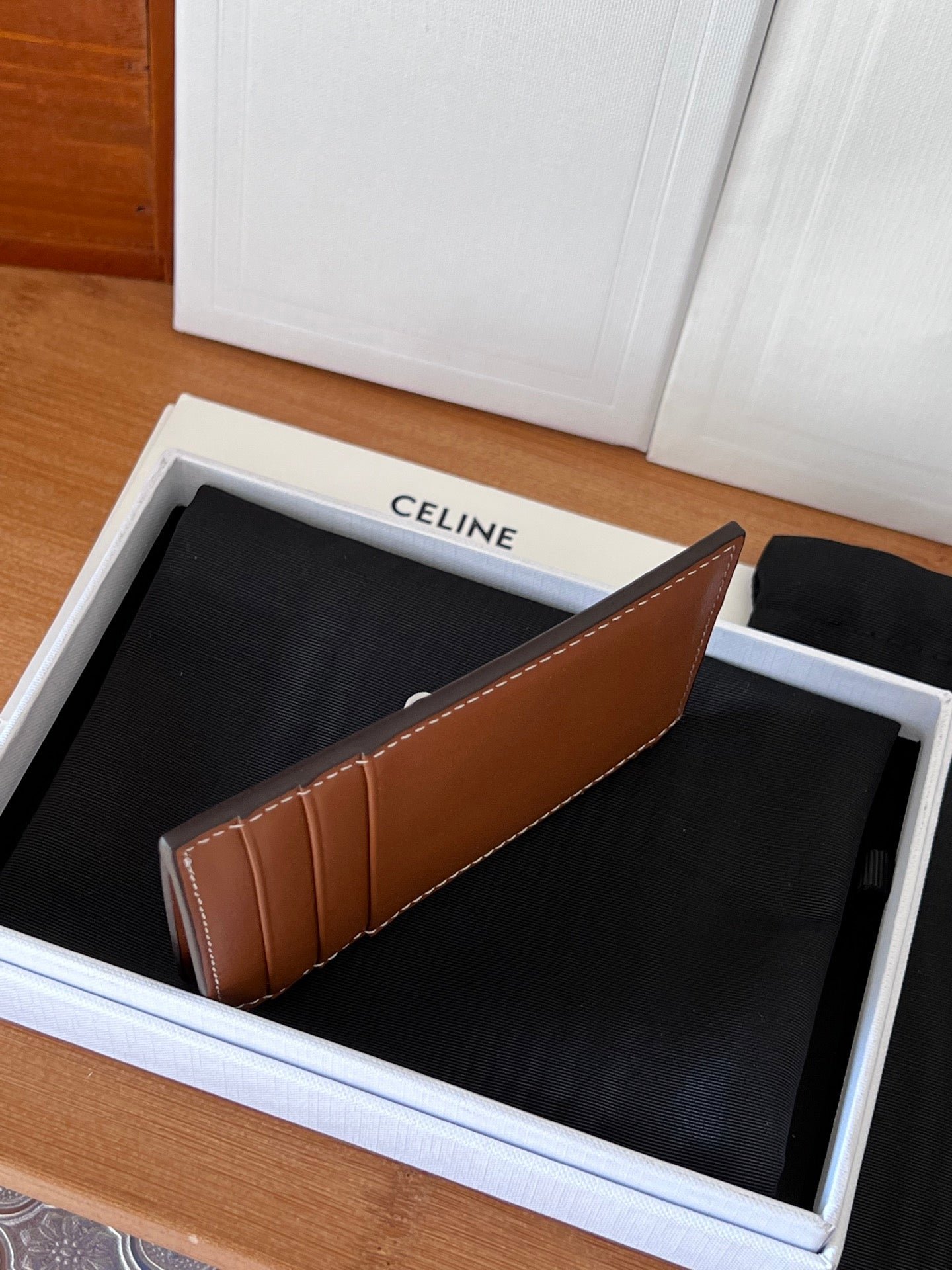CELINE Tan Zip Card Holder - Image 6
