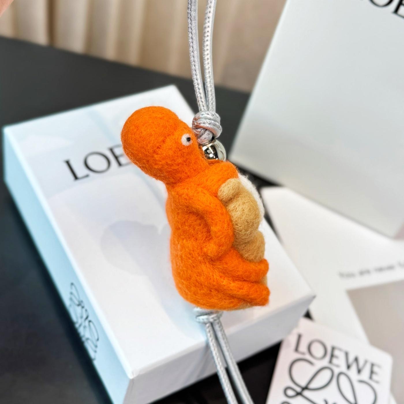 Alternative view of Loewe Hamster And Octopus Charm Orange Beige Felt and Calf
