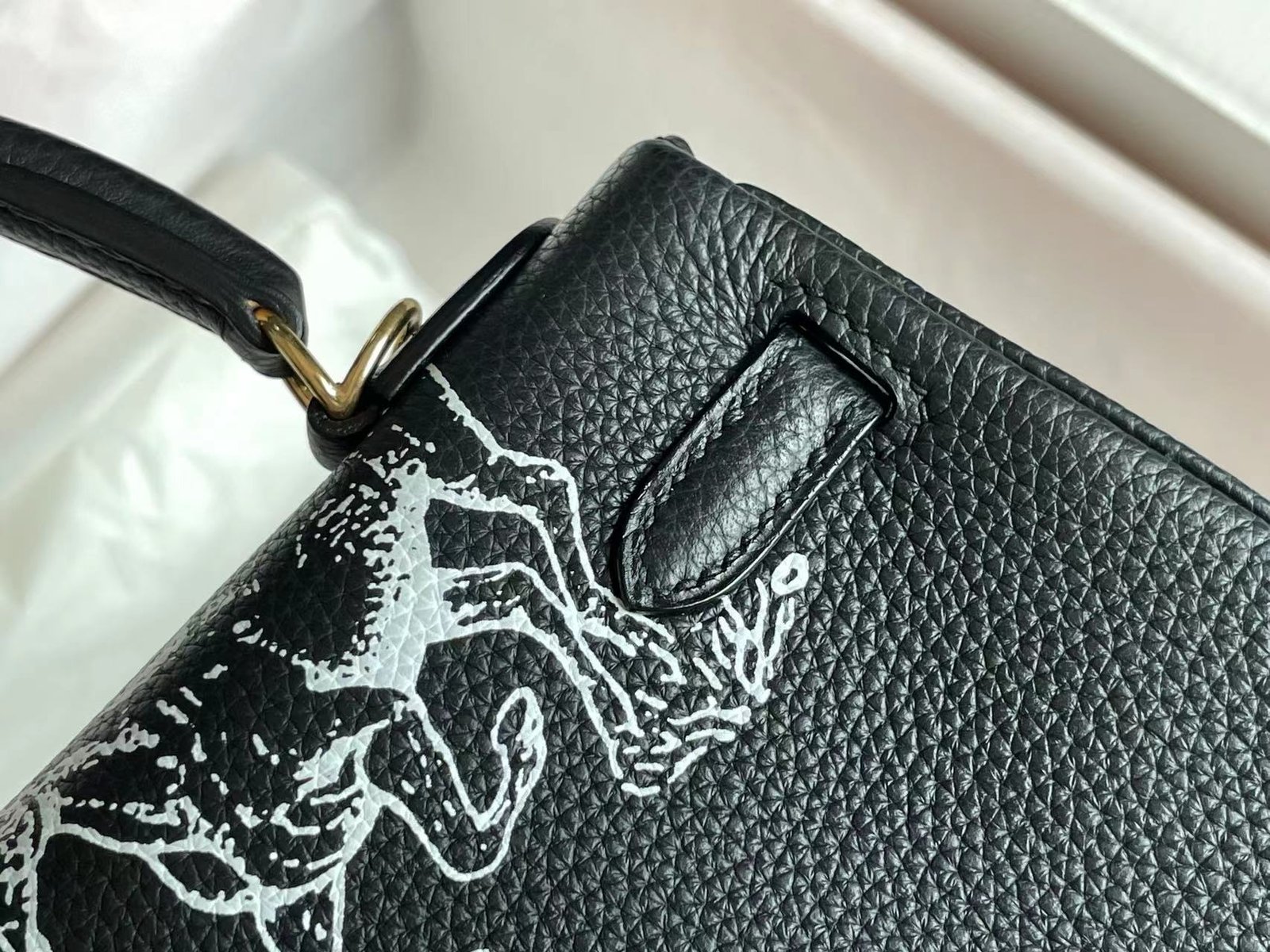 HERMES BIRKIN 25 BAG IN BLACK CALFSKIN WITH WHITE STICKER - Image 5
