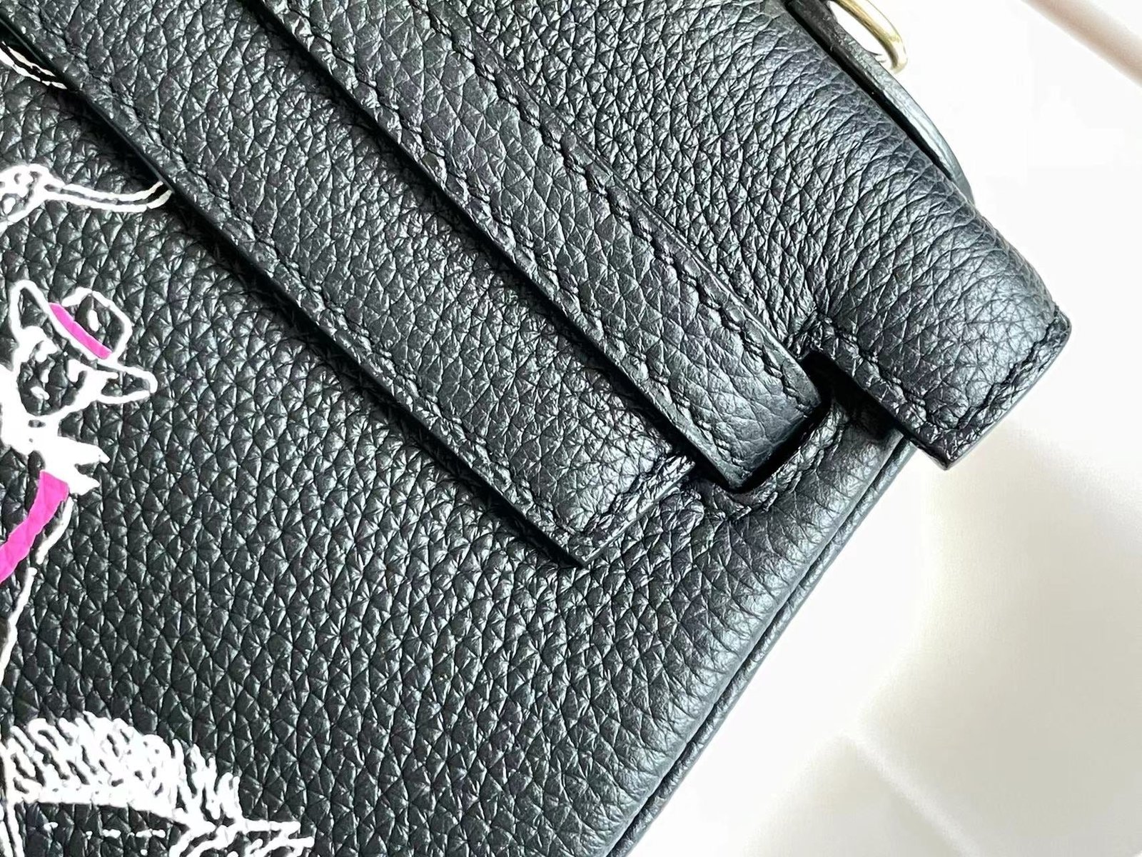HERMES BIRKIN 25 BAG IN BLACK CALFSKIN WITH WHITE STICKER - Image 4