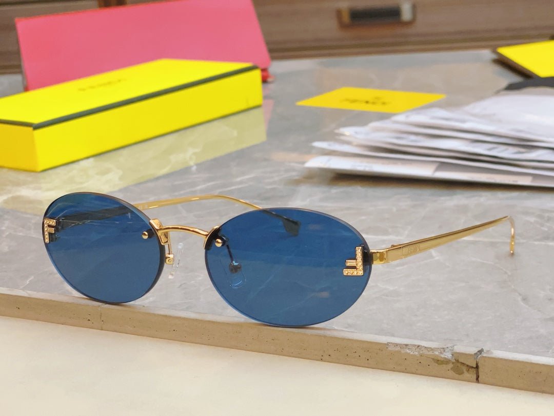 Alternative view of FENDI Frameless Elliptical Metal Bridge Sunglasses