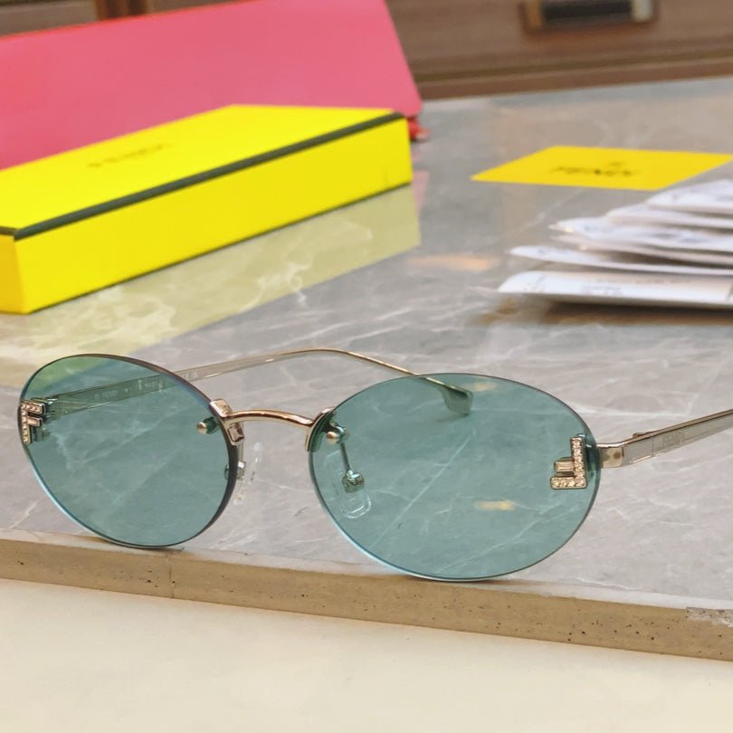 FENDI Frameless Elliptical Metal Bridge Sunglasses