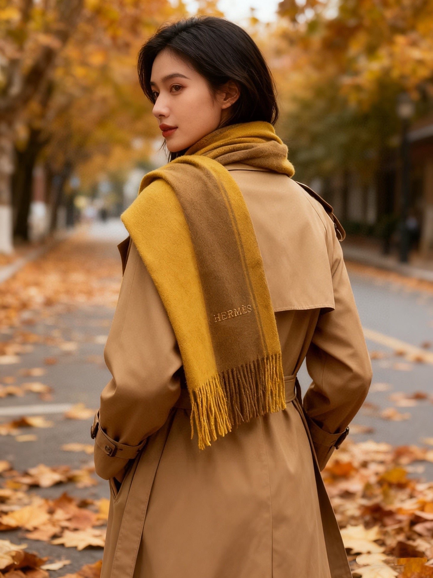 Hermès Solid Cashmere Scarf - Image 4