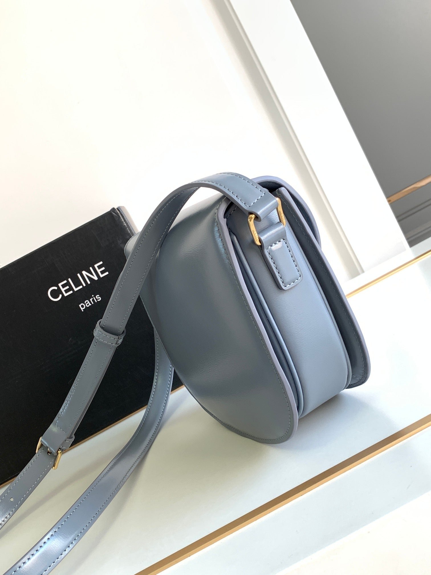Alternative view of Celine Besace Grey Blue Mini Saddle Bag
