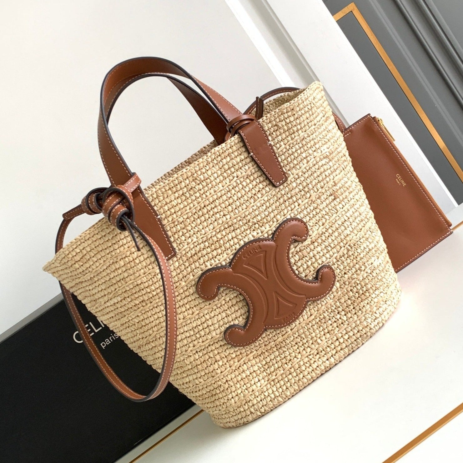Celine Teen 21 Brown Raffia Bag