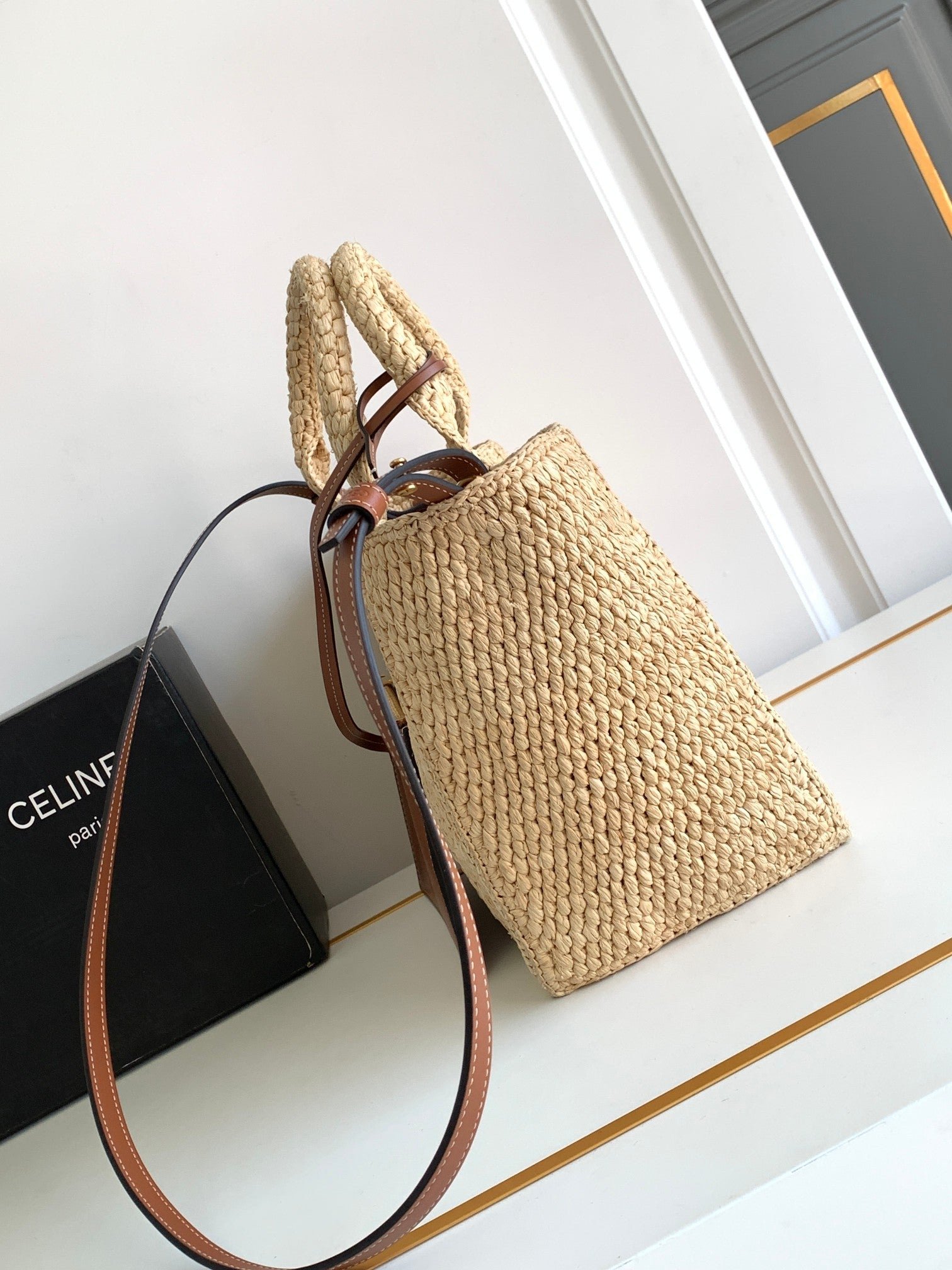 Celine Small Cabas 27 Thais Raffia Calfskin - Image 3
