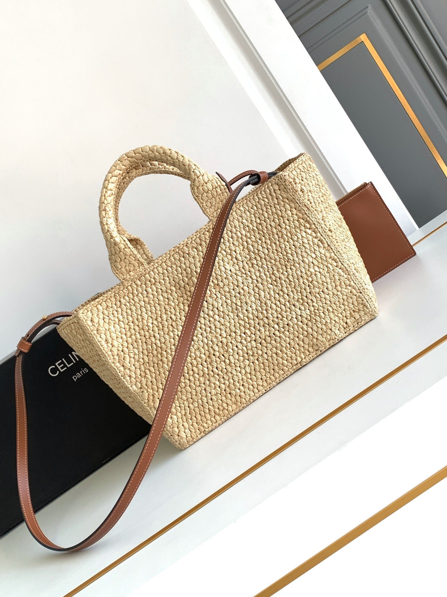 Celine Small Cabas 27 Thais Raffia Calfskin - Image 4