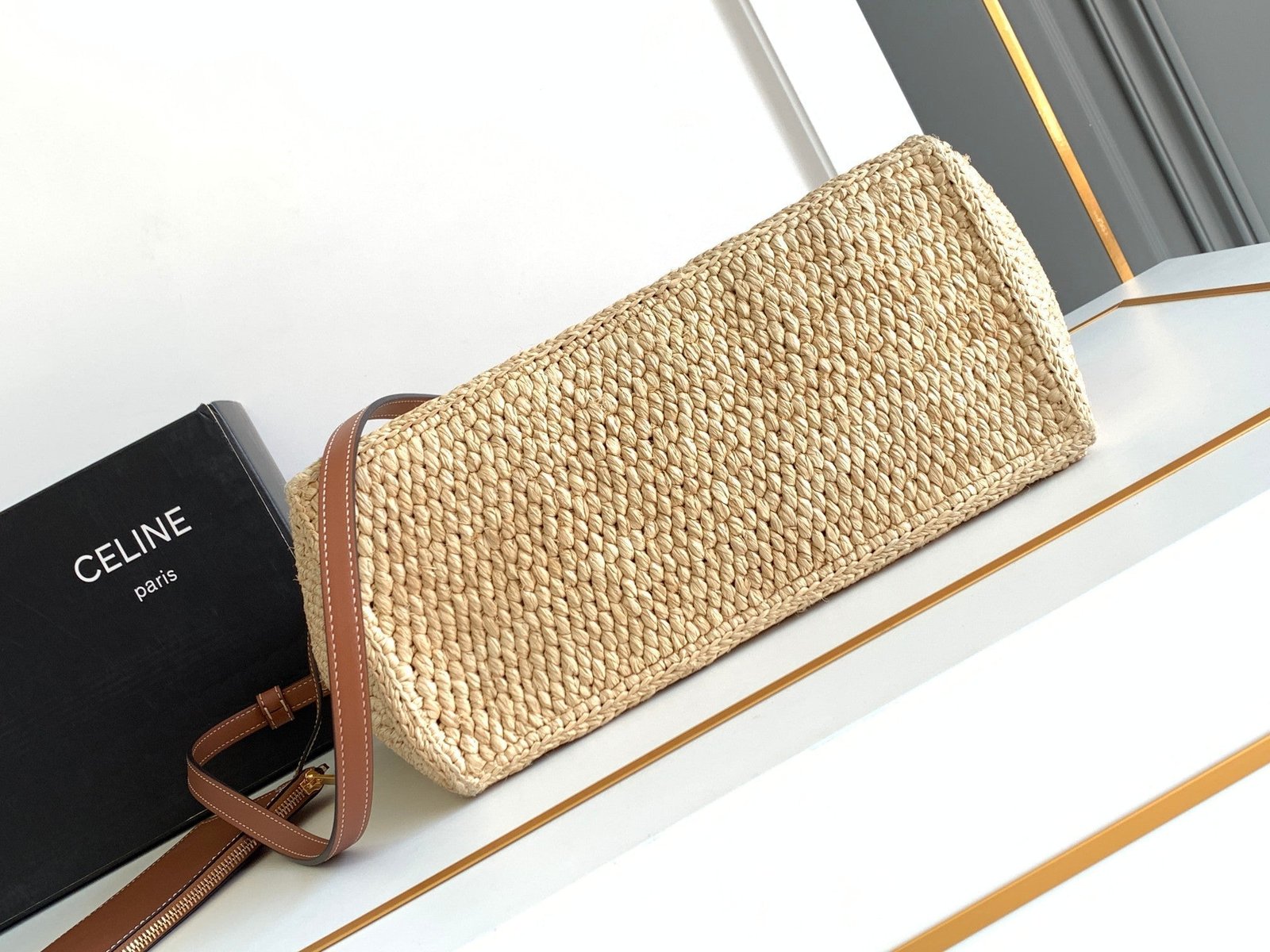 Celine Small Cabas 27 Thais Raffia Calfskin - Image 5