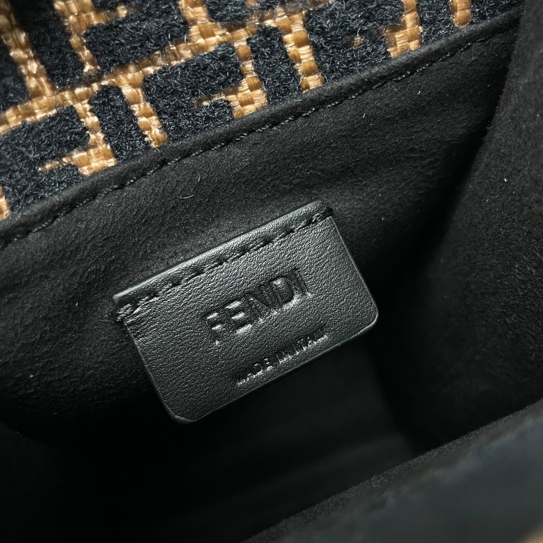 Fendi Mini Sunshine Brown Raffia Black Wool - Image 8