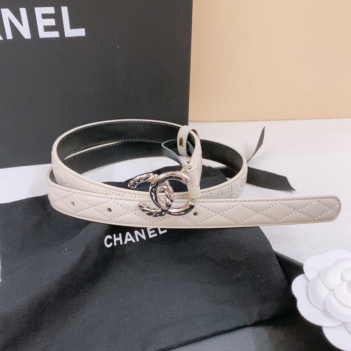 Alternative view of Chanel Ivory Quilt Silver Belt
