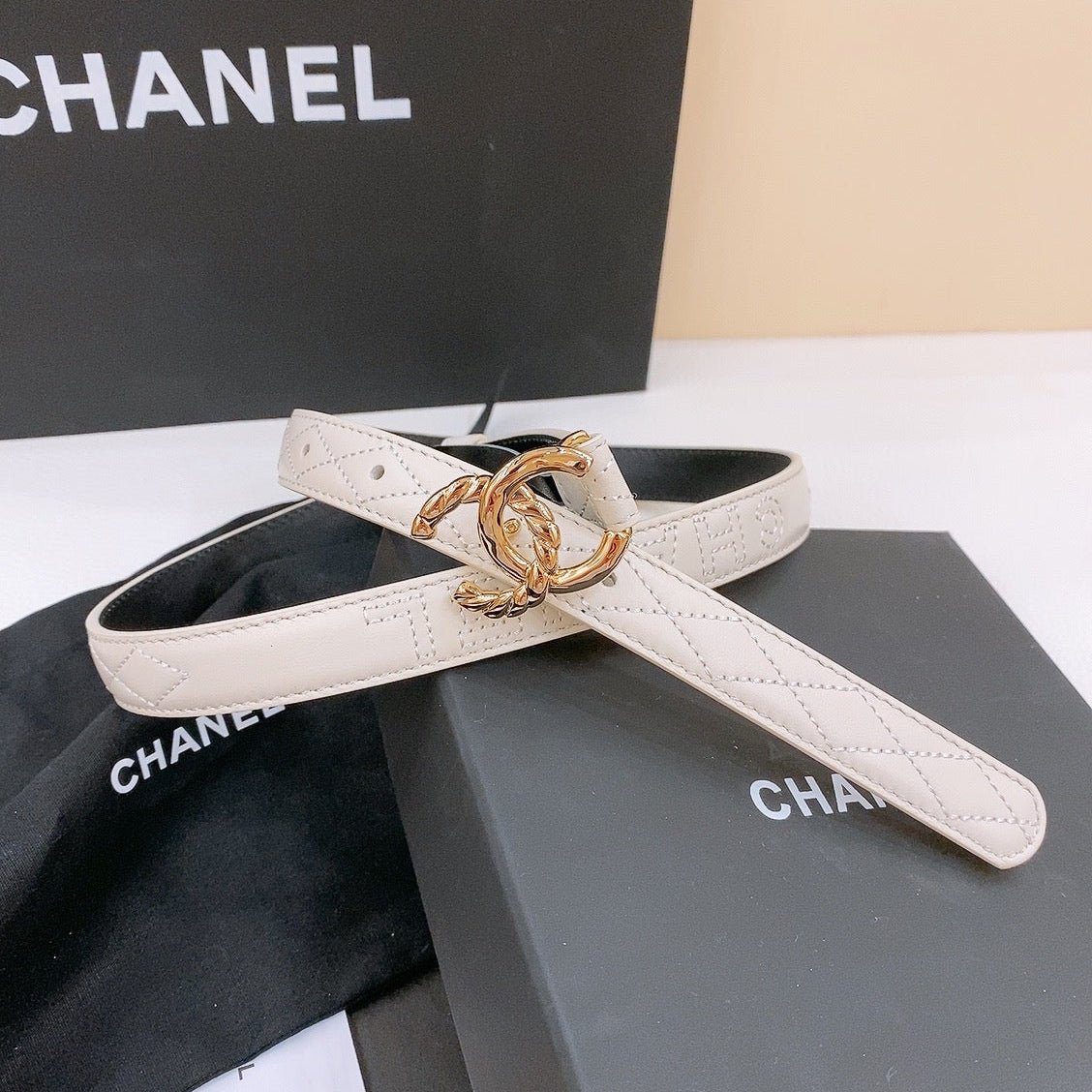 Alternative view of Chanel Ivory Quilt Gold Belt