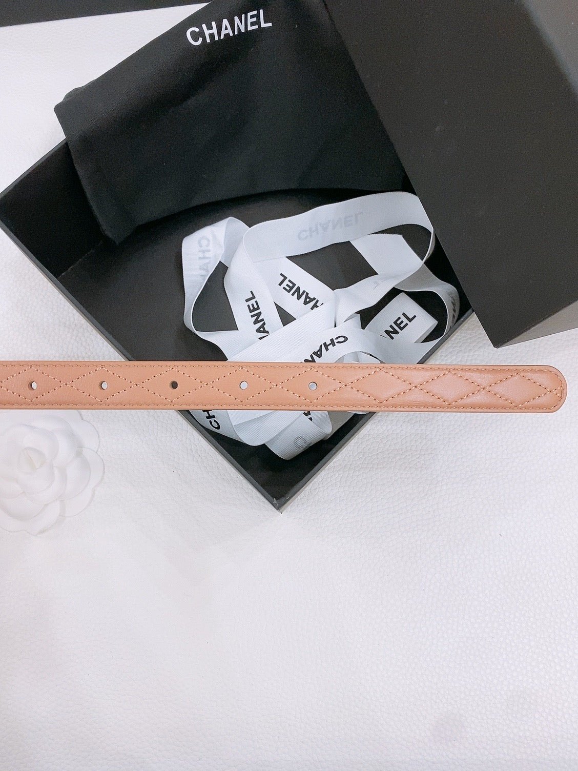 Chanel Pink Quilt Gold Belt - Image 6