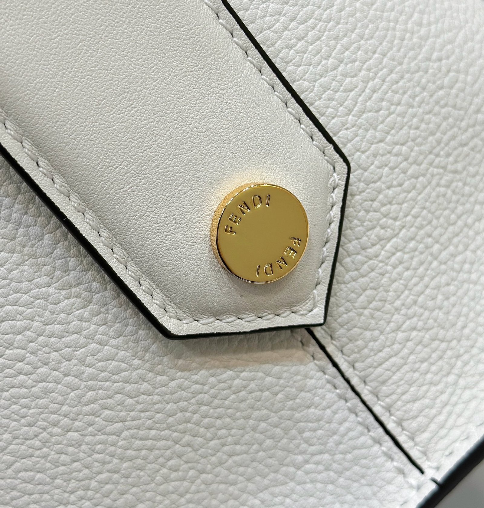 Alternative view of Fendi 27 White Calfskin Gold Hardware Bag