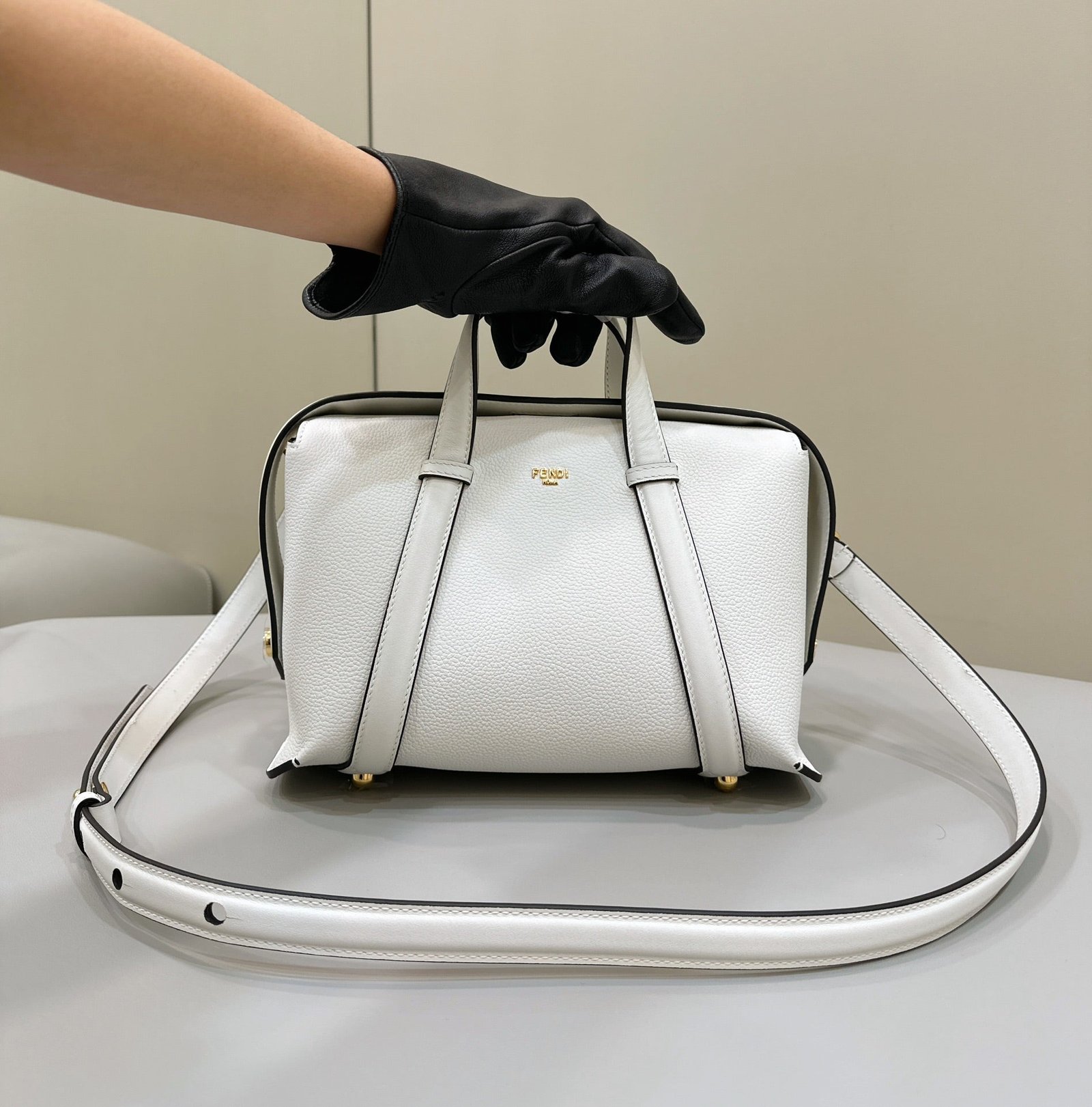 Fendi 27 White Calfskin Gold Hardware Bag