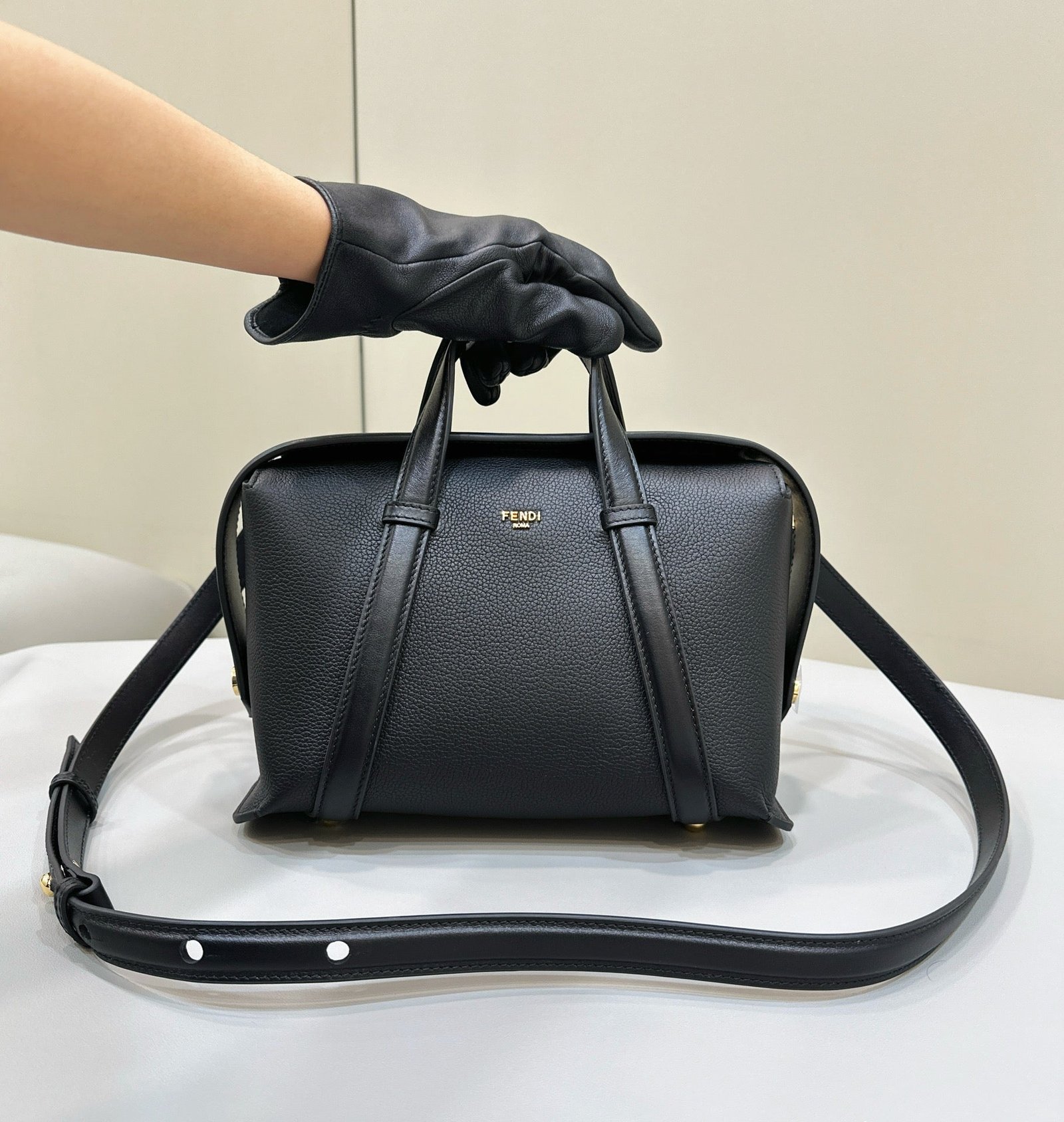 Fendi 27 Black Calfskin Gold Hardware Bag