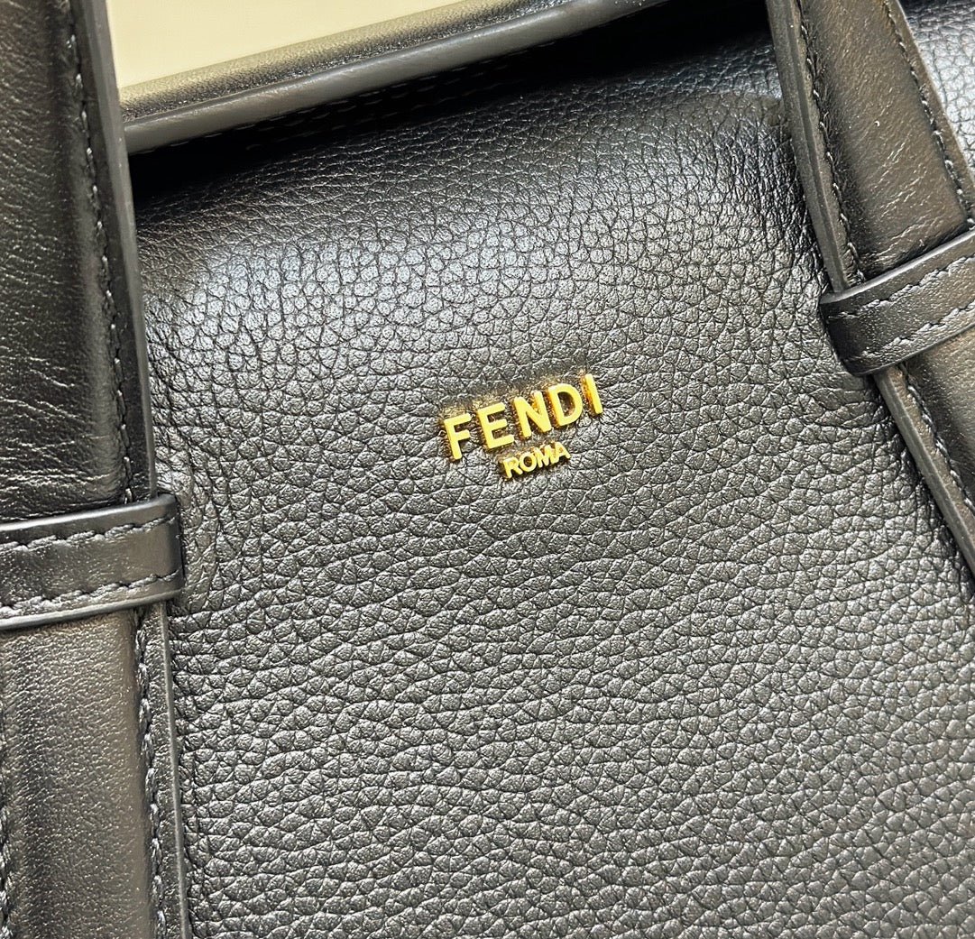 Fendi 27 Black Calfskin Gold Hardware Bag - Image 4