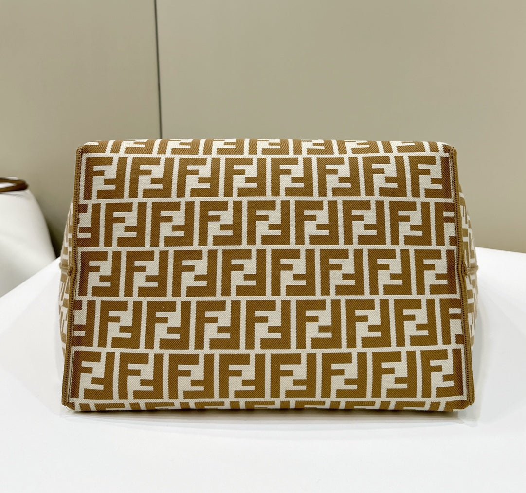 Alternative view of Fendi Roll 33 Tote Peanut Brown Mix White